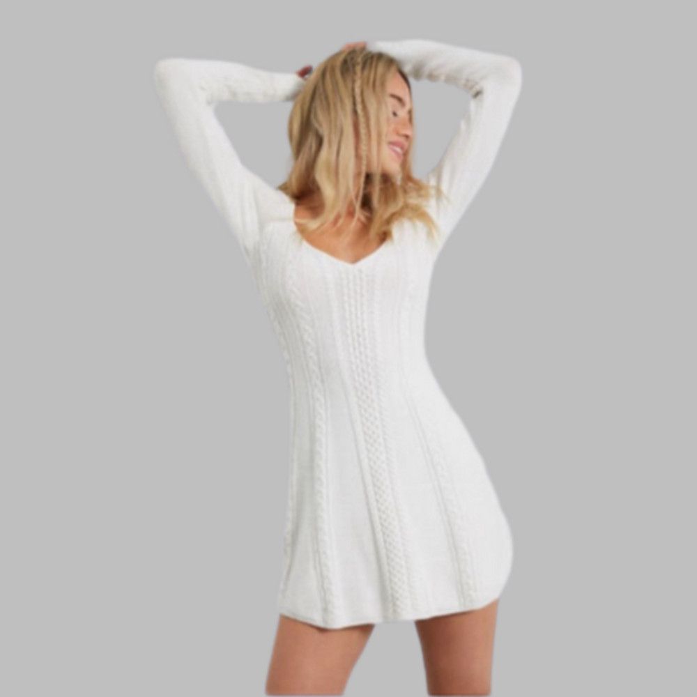 Free People White Knit Mini Dress - Picture 2 of 9
